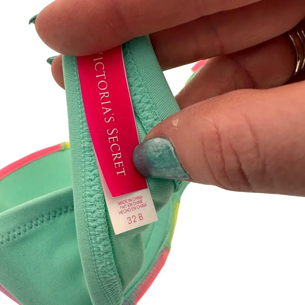 Victoria’s Secret Strapless Push Up Bikini Top Multi Colored Size 32B